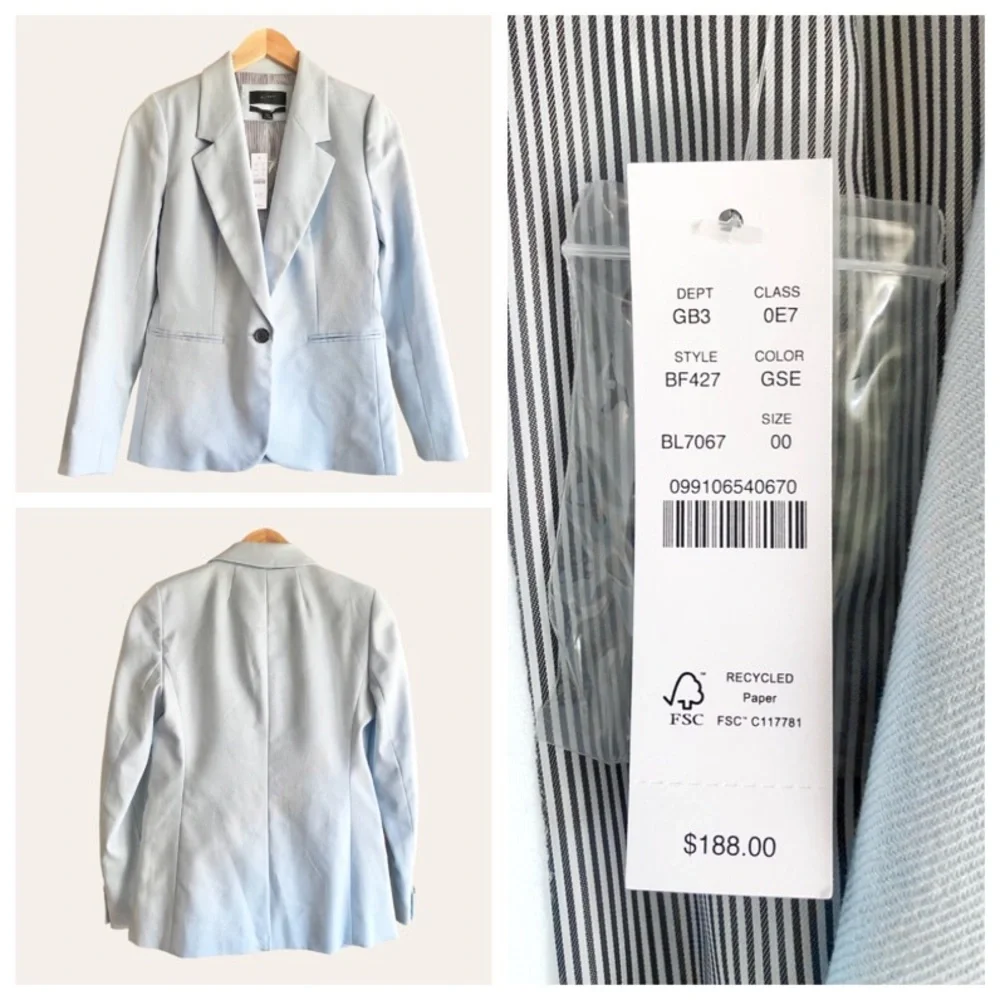 J.Crew Parke Blazer stretch linen blend light blue powder 50s pastel - Picture 2 of 7